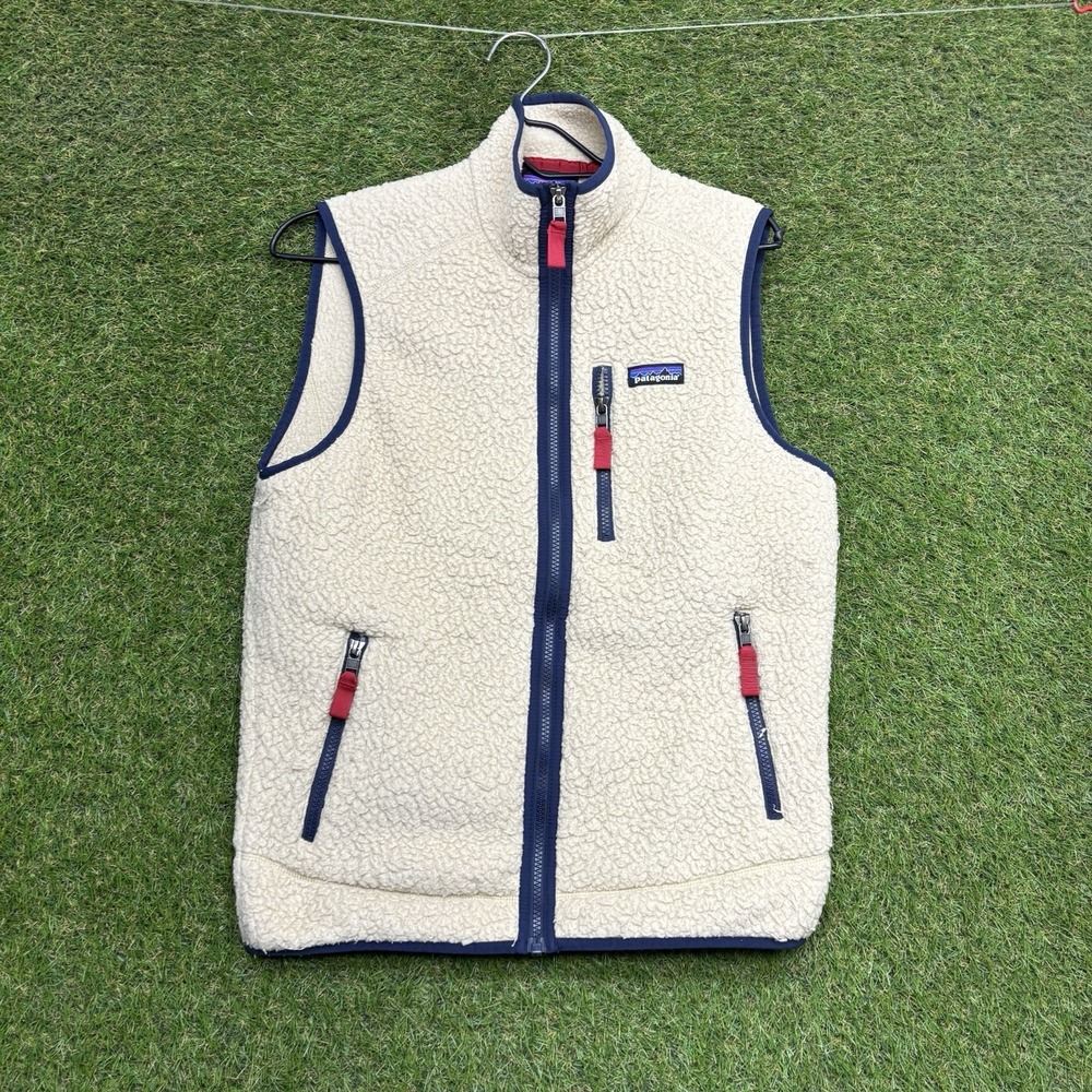 Patagonia Retro Pile Fleece Vest Mens Small El Cap Khaki Sherpa Full Zip 22821